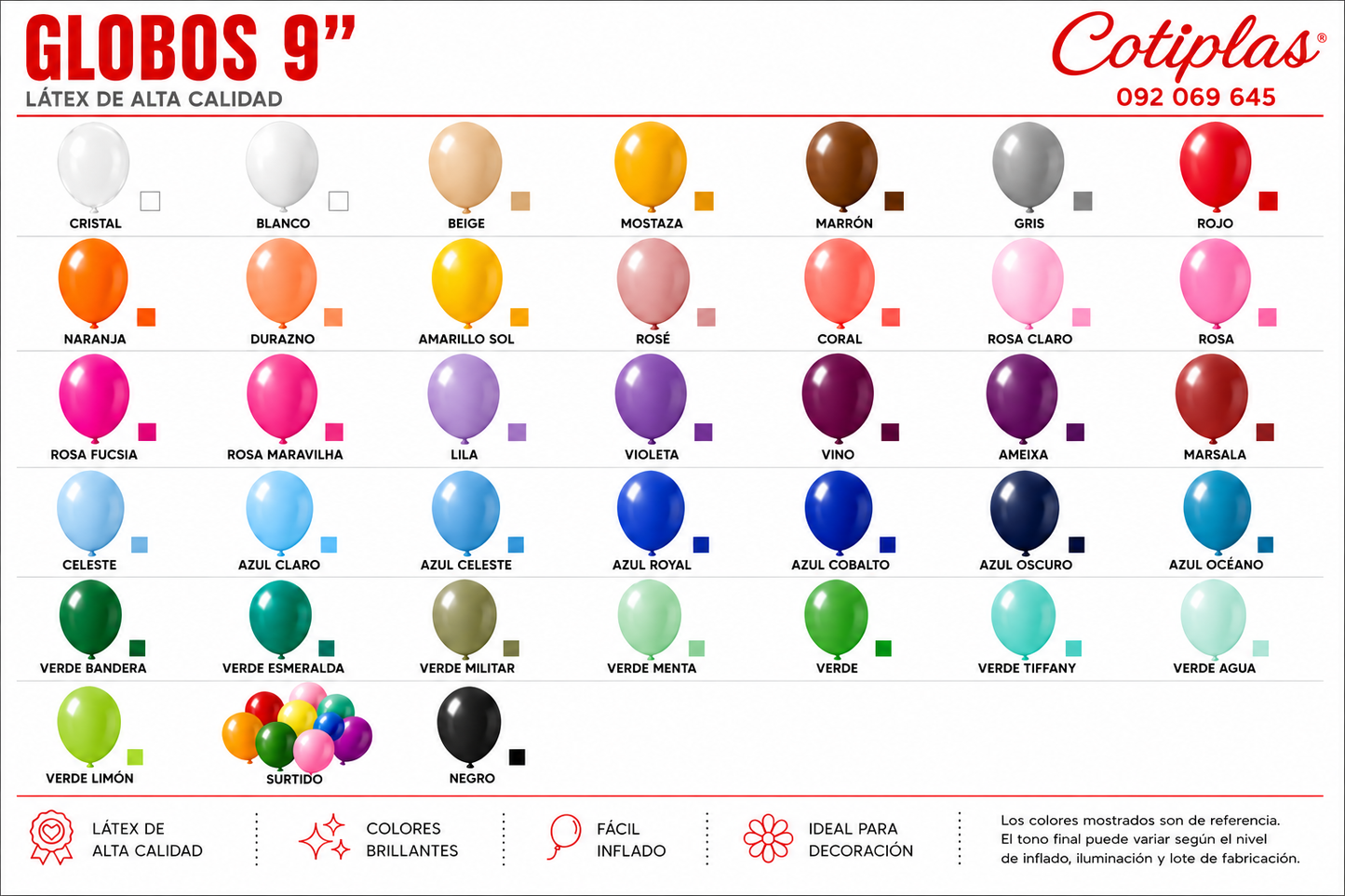 Globos 9" x 50 unidades