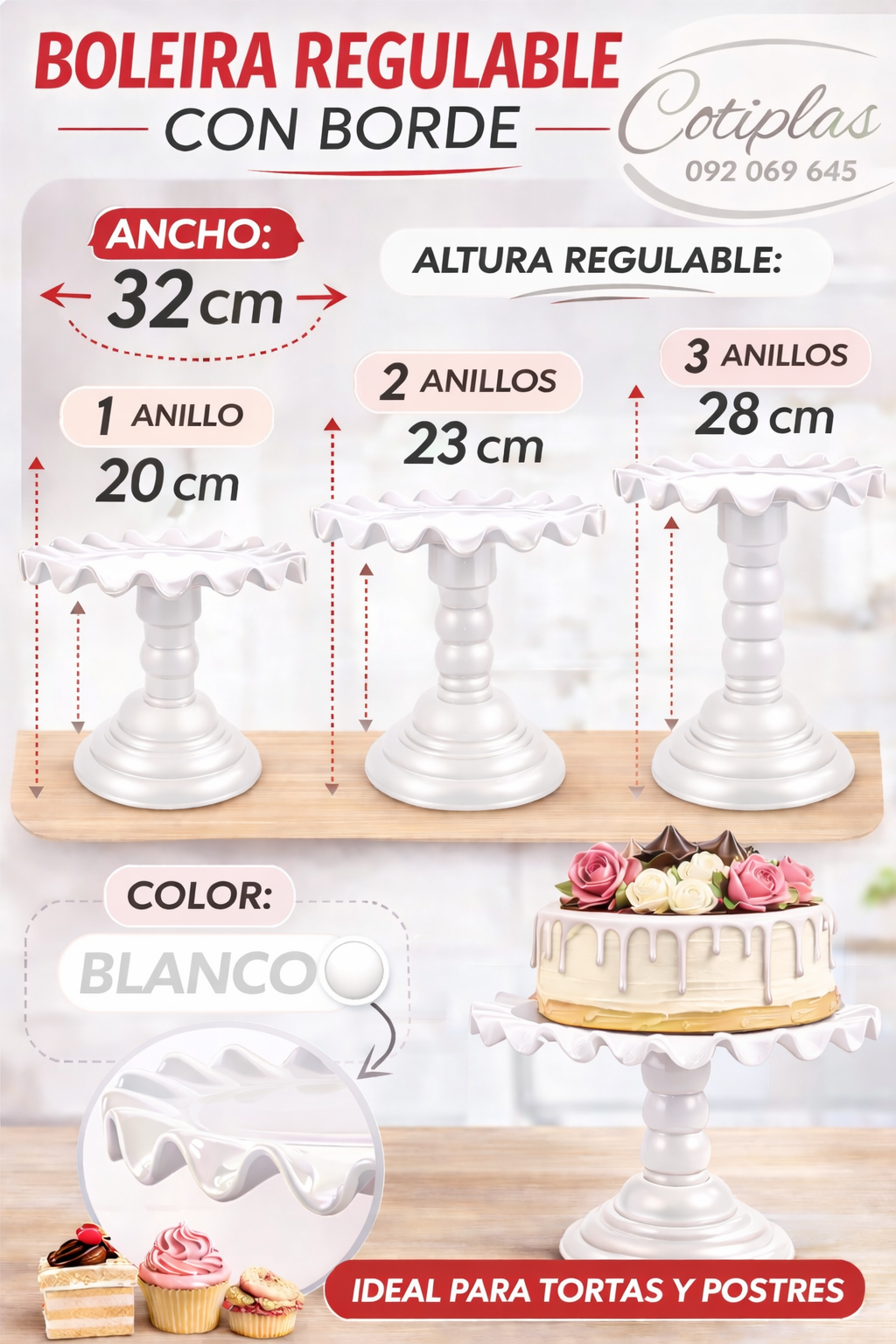 SOPORTE REGULABLE CON BORDE