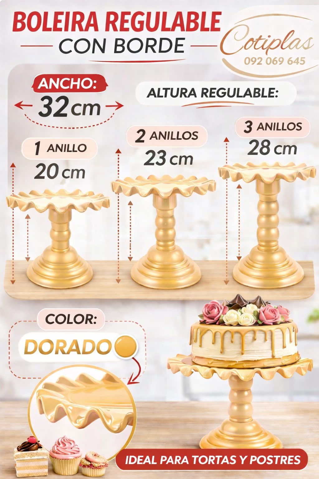 SOPORTE REGULABLE CON BORDE