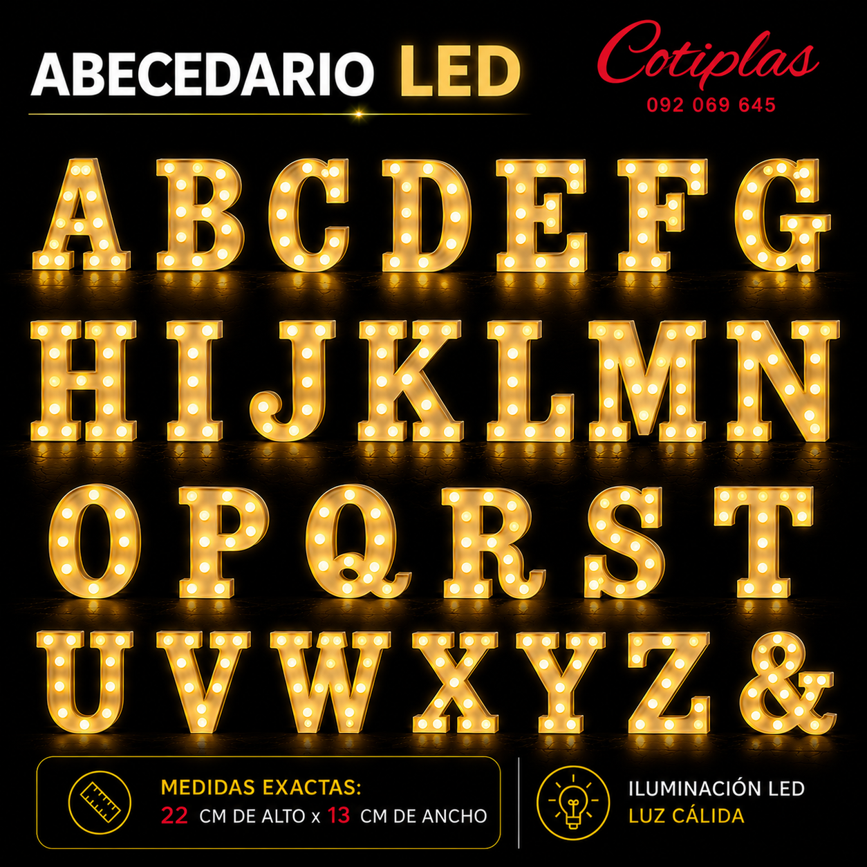 Letra LED - Luz Cálida 22cm