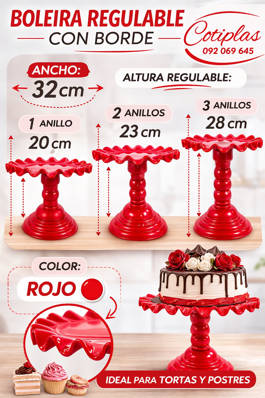 SOPORTE REGULABLE CON BORDE