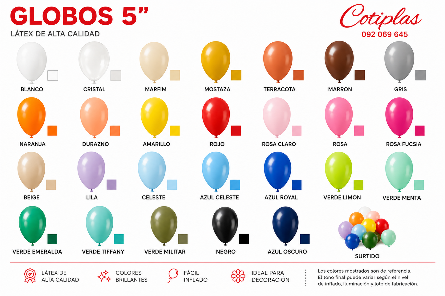 Globos 5" x 50 unidades