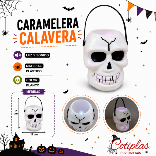 CARAMELERA CALAVERA CON LUZ Y SONIDO