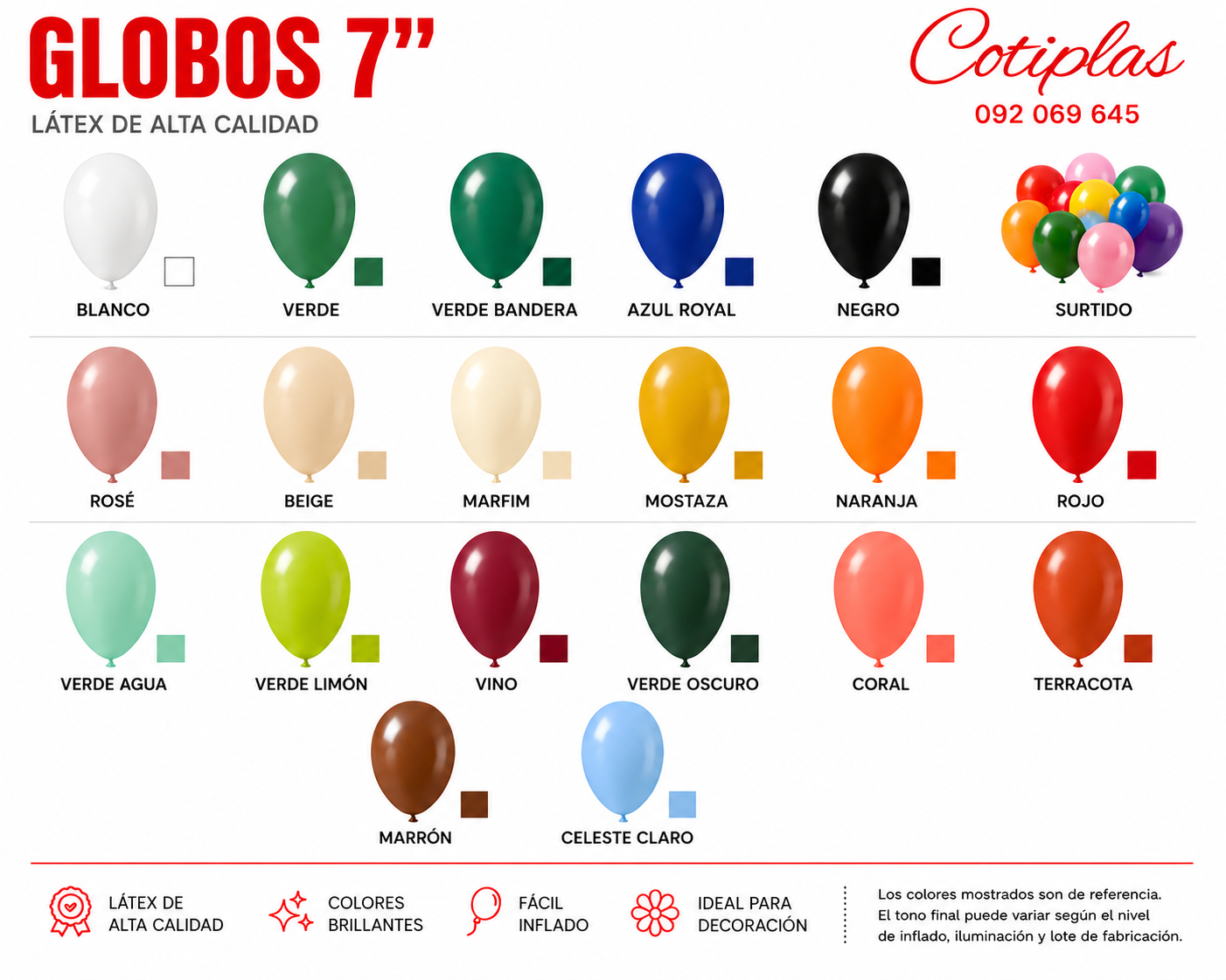 Globos 7" x 50 unidades