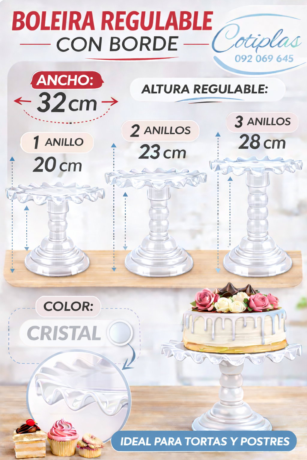 SOPORTE REGULABLE CON BORDE