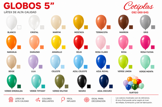 Globos 5" x 50 unidades